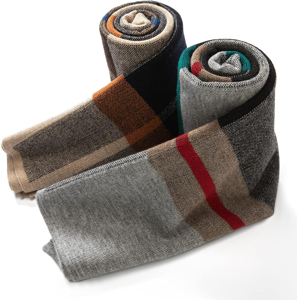 Villand Australian Merino Wool Tartan Knitted Scarf for Men, Plaid Winter Warm Thick Soft Neckwear with Gift Box - Image 8